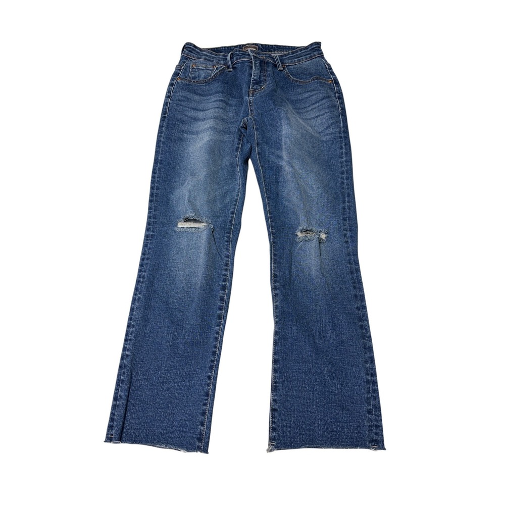 Mother Insider Crop Step Fray Jeans Not Rough Enough Blue Distressed Women 27X25